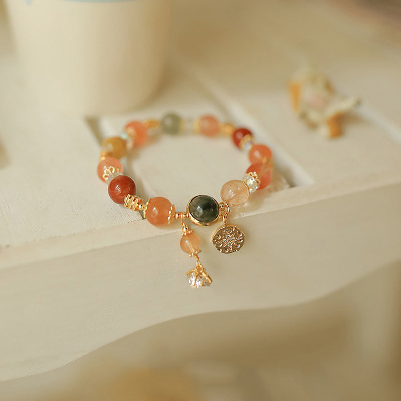 Nimara Ritual Natural Multicolored Rutilated Quartz Eight-pointed Star Flower Wealth Bracelet