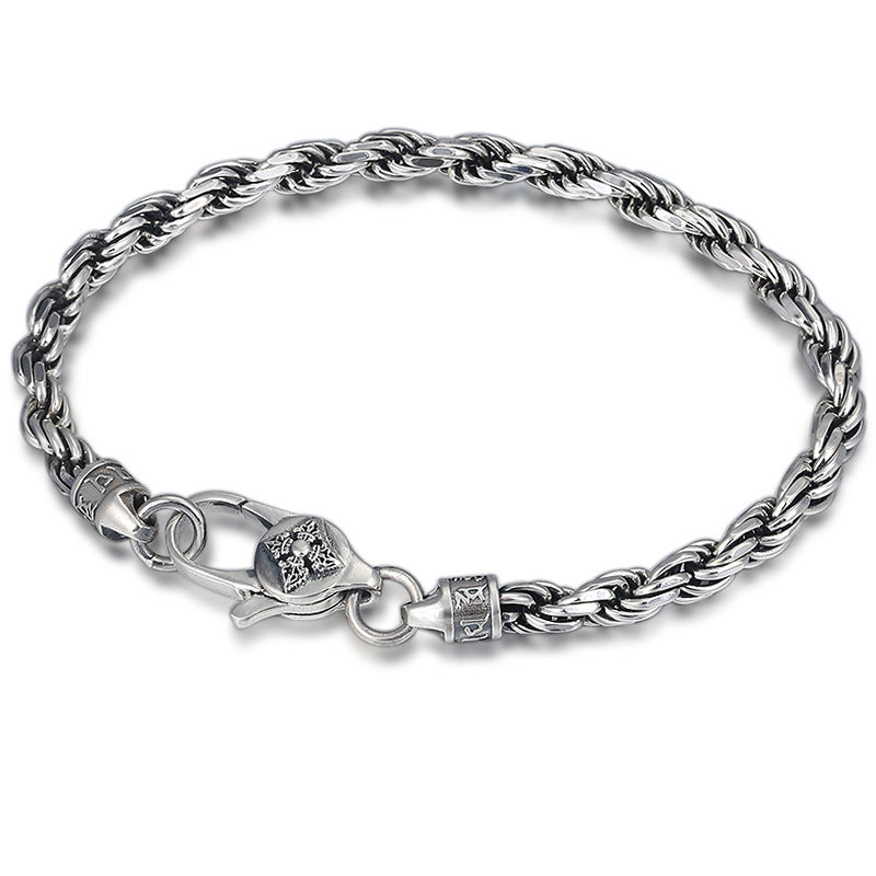 Nimara Ritual 925 Sterling Silver Tibet Om Mani Padme Hum Double Dorje Vajra Twisted Design Peace Love Bracelet