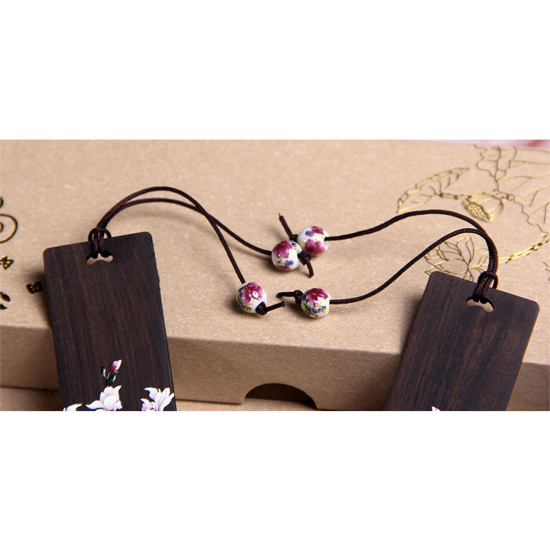 Nimara Ritual Butterfly Flower Ebony Wood Bookmarks With Gift Box