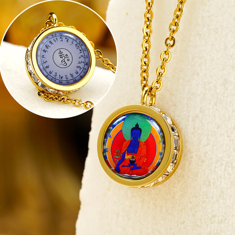Nimara Ritual Tibetan Yellow God Of Wealth Green Tara Buddha Serenity Titanium Steel Necklace Pendant