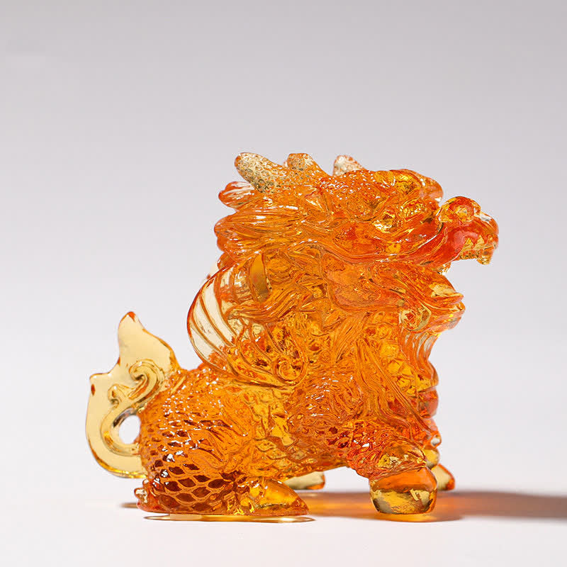 Nimara Ritual Feng Shui Kirin Handmade Liuli Crystal Art Piece Home Office Decoration
