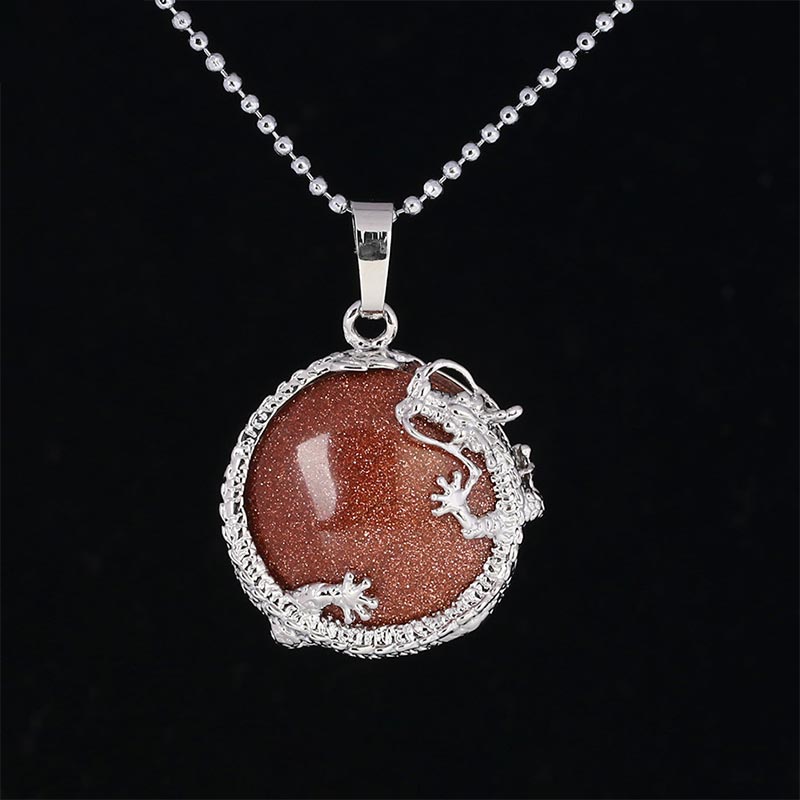 Nimara Ritual Chinese Dragon Natural Quartz Crystal Healing Energy Necklace Pendant