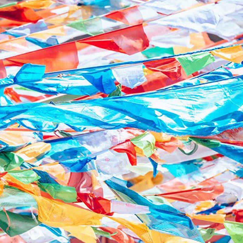 Nimara Ritual Tibetan 5 Colors Windhorse Auspicious Outdoor 25 Pcs Prayer Flag