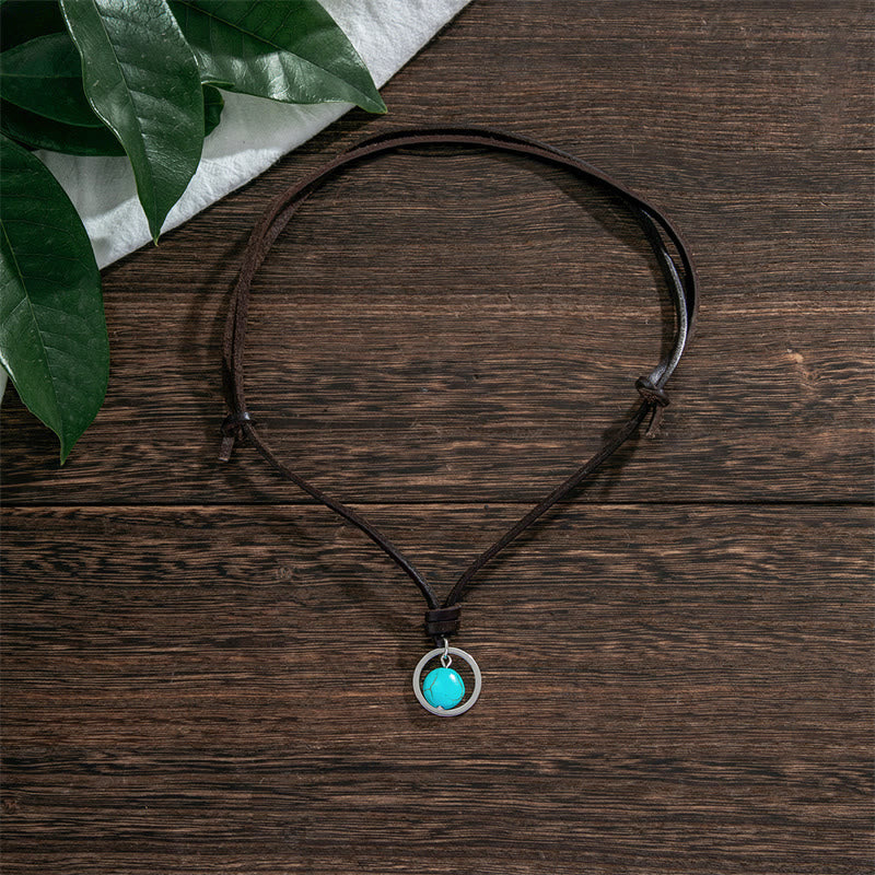 Nimara Ritual Round Turquoise Stone Protection Strength Necklace Pendant