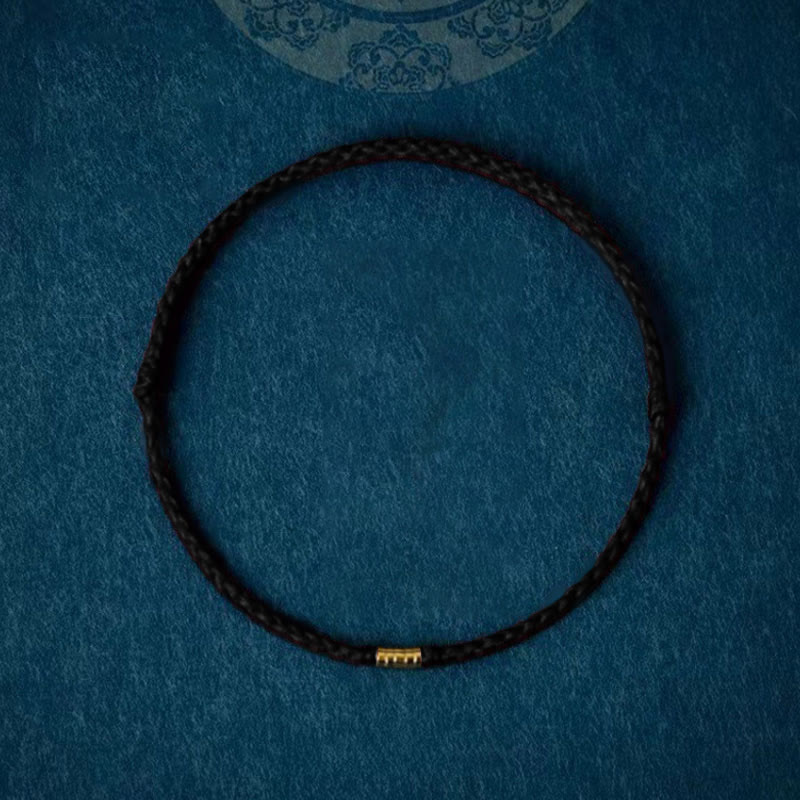 Nimara Ritual 925 Sterling Silver Lucky Golden Bead Braided String Bracelet Anklet