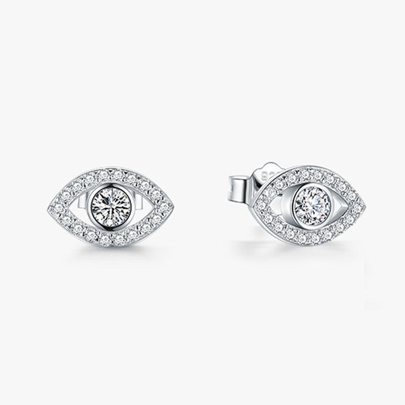 Nimara Ritual 925 Sterling Silver Evil Eye Symbol Protection Stud Earrings