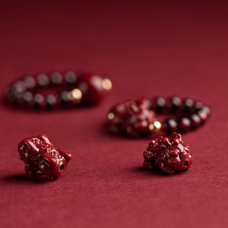 Nimara Ritual Garnet Cinnabar Lucky Bead PiXiu Om Mani Padme Hum Rose Protection Ring