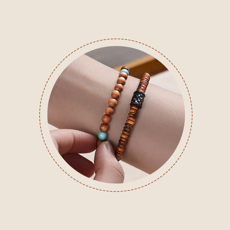 Nimara Ritual Sandalwood Turquoise Protection Double Wrap Bracelet