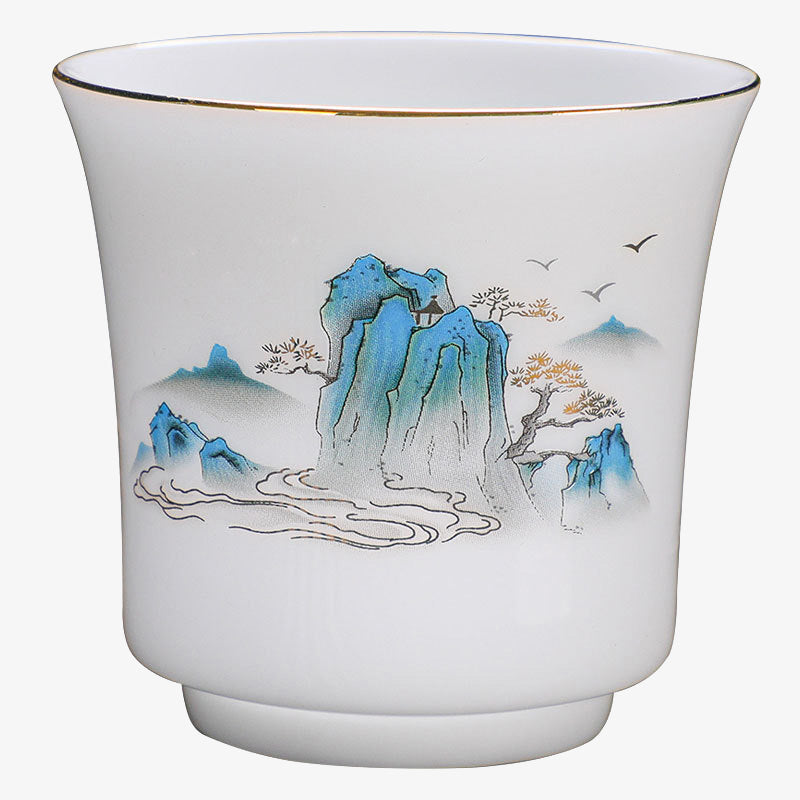 Nimara Ritual Mountains Rivers Tree Ceramic Teacup Kung Fu Tea Cup 120ml
