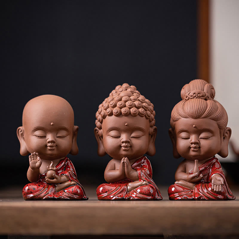Nimara Ritual Mini Gautama Buddha Sakyamuni Kwan Yin Avalokitesvara Ksitigarbha Serenity Ceramic Desk Decoration