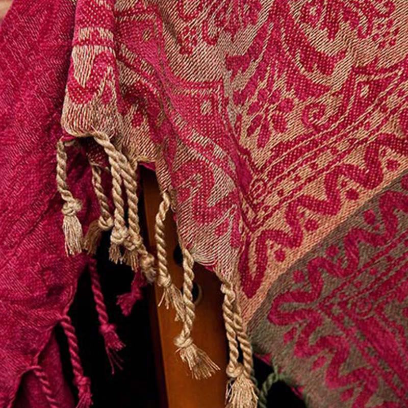 Nimara Ritual Tibetan Floral Pattern Hand-Dyed Craftsman Blanket