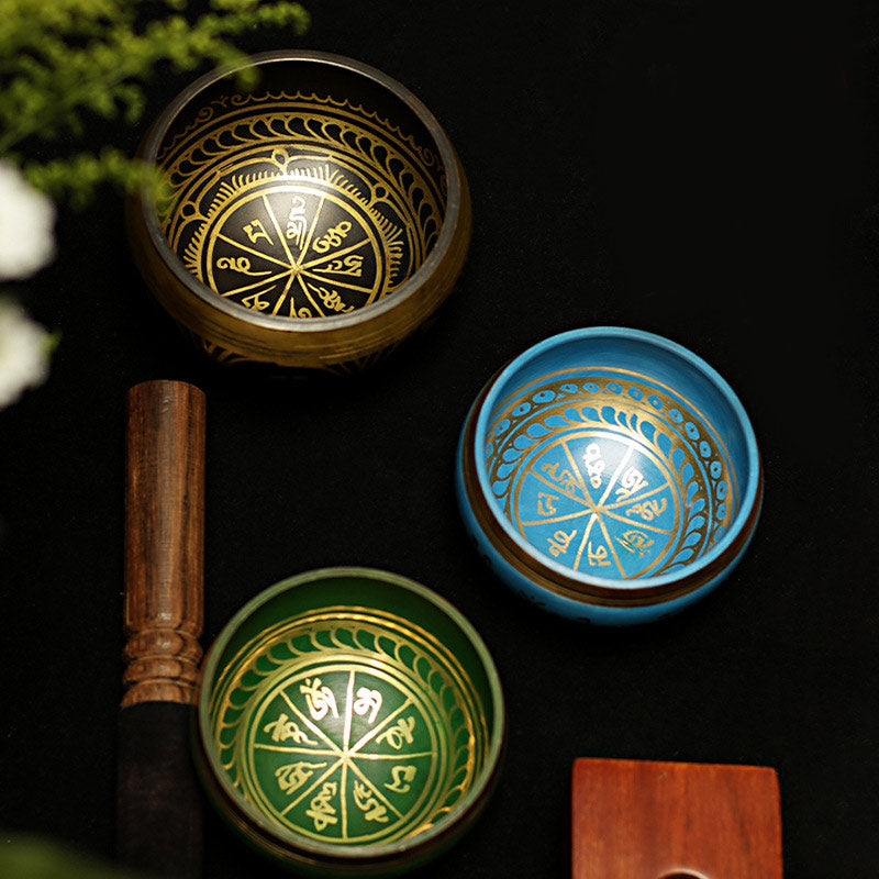 Nimara Ritual Tibetan Meditation Sound Bowl Handcrafted for Healing and Mindfulness Support Protection Singing Bowl Set