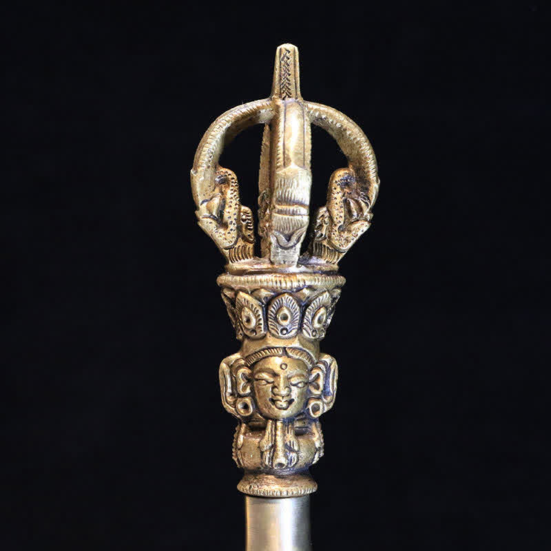 Nimara Ritual Tibetan Meditation Bell and Vajra Dorje Copper Enlightenment Decoration Set
