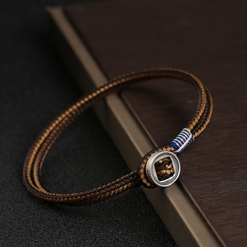 Nimara Ritual 925 Sterling Silver Handmade Button Protection Weave String Bracelet