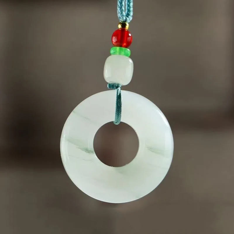 Nimara Ritual Natural Jade Peace Buckle Prosperity Necklace Pendant