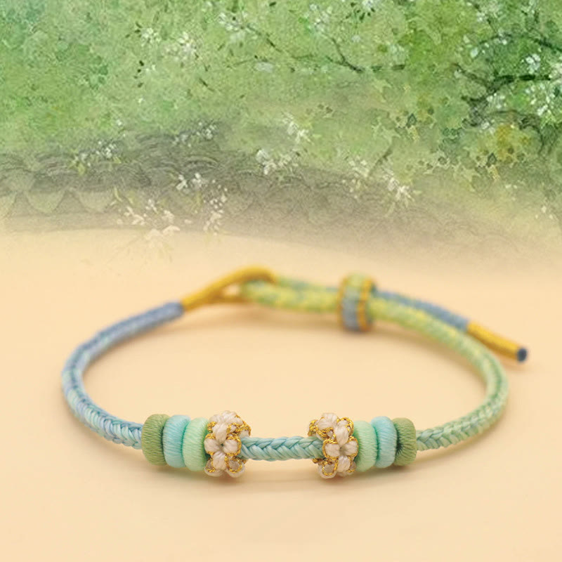 Nimara Ritual Handmade Eight Thread Peace Knot Peach Blossom Knot Luck Rope Braided Bracelet