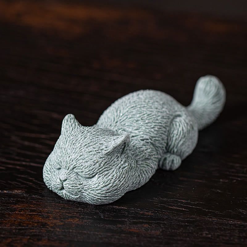 Nimara Ritual Small Cat Home Tea Pet Figurine Desk Decoration