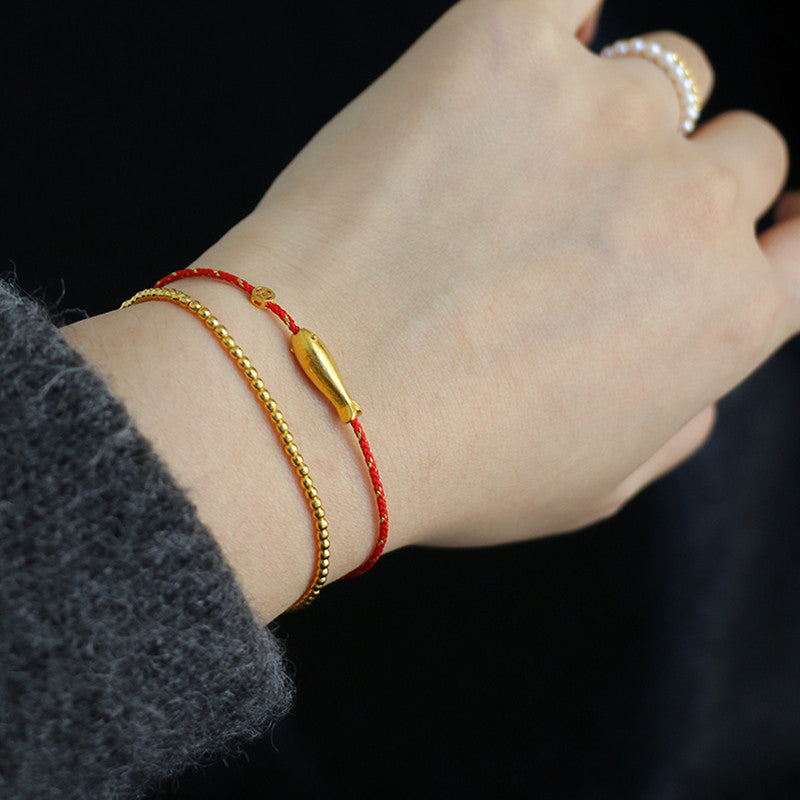 Nimara Ritual 14K Gold Plated Koi Fish Luck Wealth Braided Bracelet