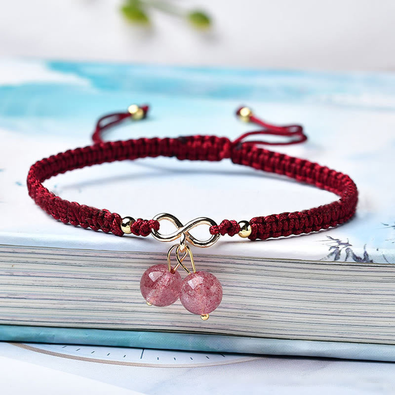 Nimara Ritual Natural Strawberry Quartz Amethyst Green Phantom Bead Positive Bracelet