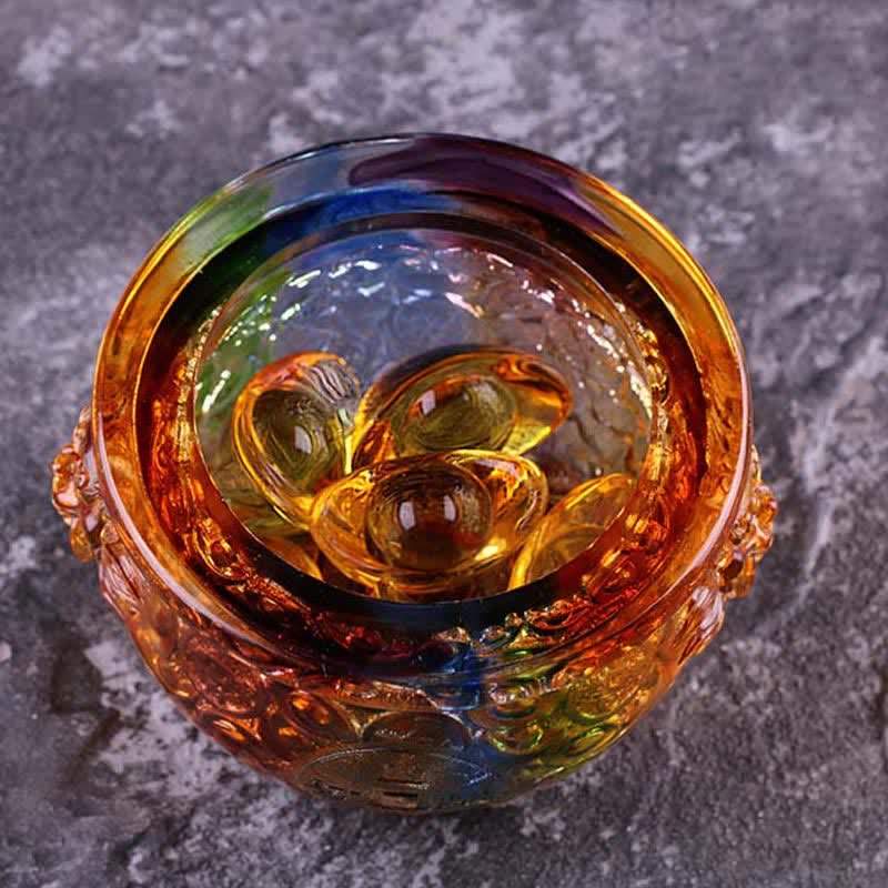 Nimara Ritual Handmade Liuli Crystal Treasure Bowl Art Piece Home Decoration