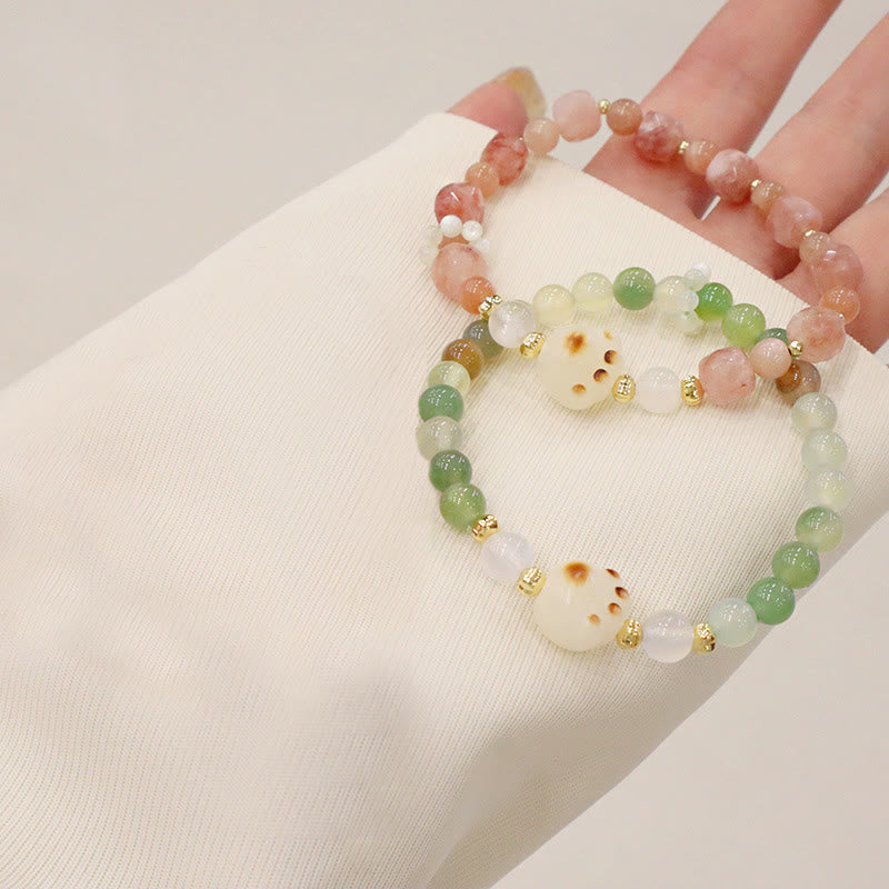 Nimara Ritual Green Agate Sun Stone Cat's Eye Bodhi Seed Cat Paw Support Bracelet