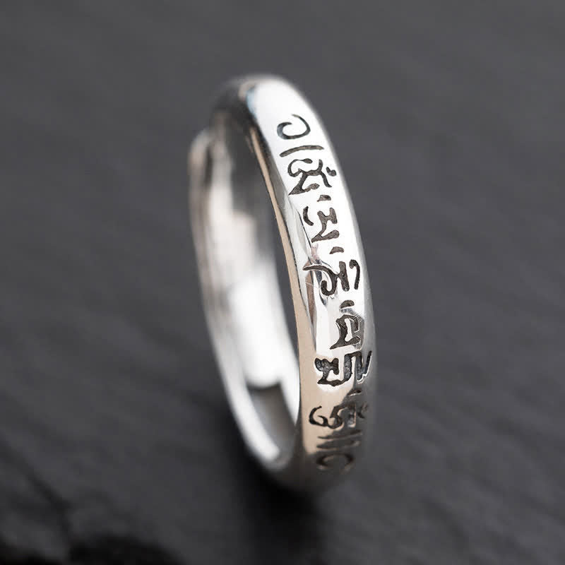 Nimara Ritual 990 Sterling Silver Six True Words Om Mani Padme Hum Love Peace Ring