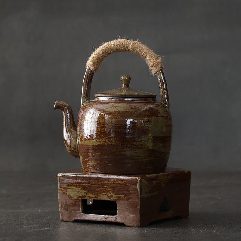 Nimara Ritual Retro Brown Chinese Gongfu Tea Ceramic Kung Fu Teapot 700ml With Base