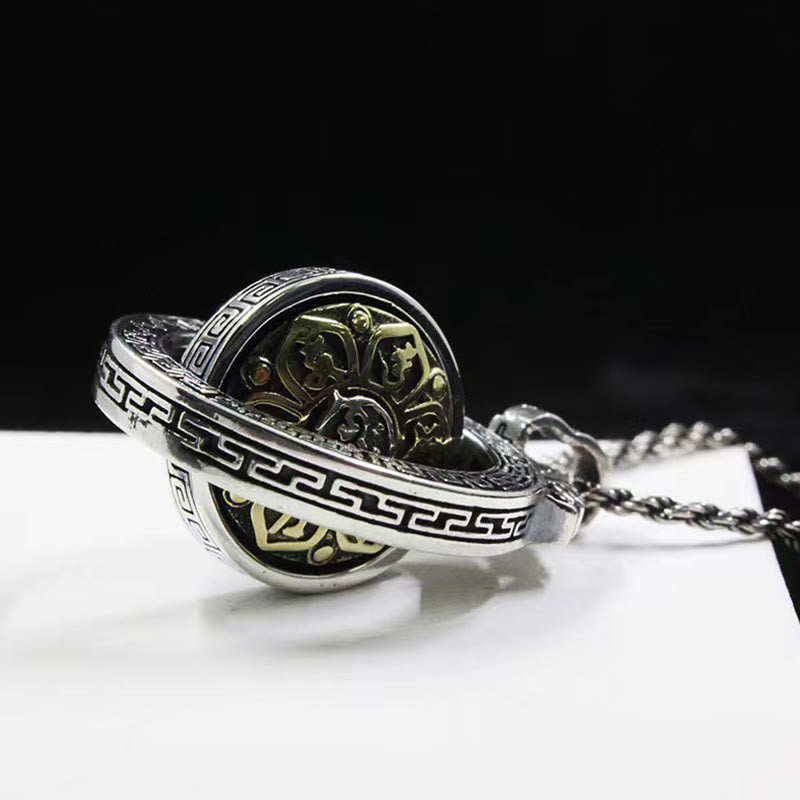 Nimara Ritual Tibetan Om Mani Padme Hum Double Dorje Vajra Rotatable Purity Peace Necklace Pendant
