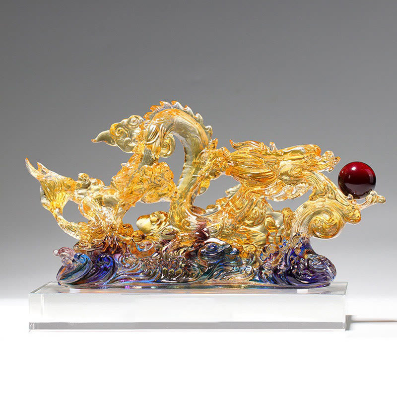 Nimara Ritual Handmade Dragon Liuli Crystal Art Piece Protection Strength Home Office Decoration