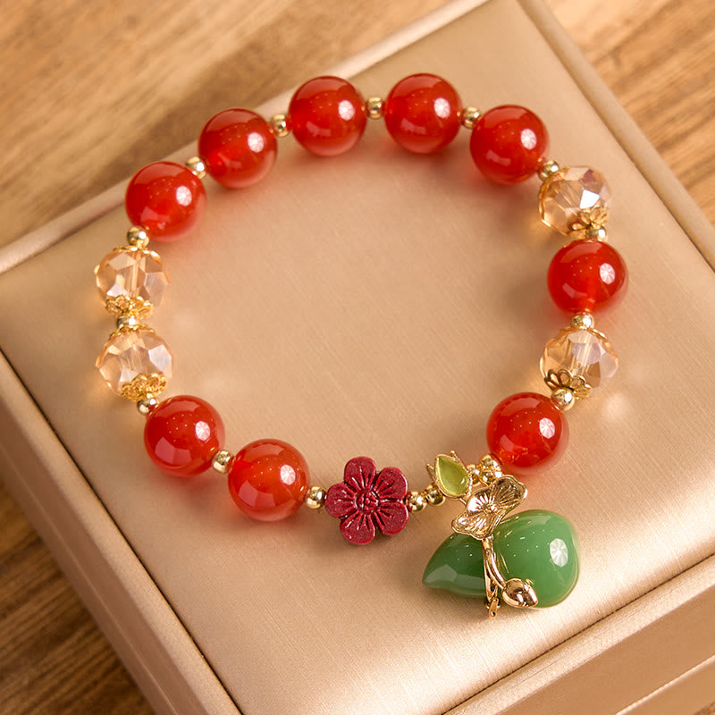 Nimara Ritual Natural Red Agate Green Agate Gourd Cinnabar Flower Beads Confidence Bracelet