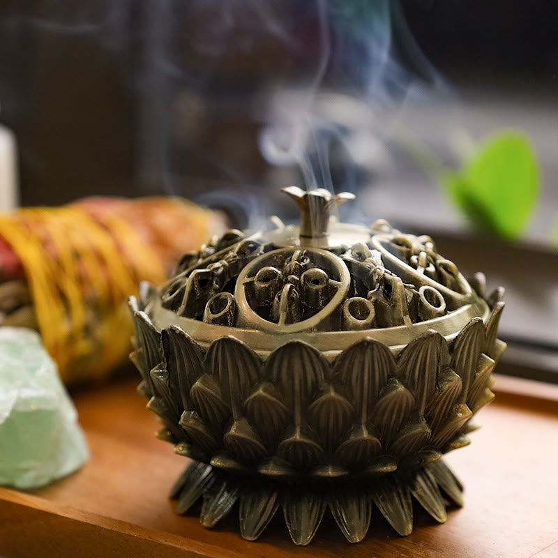 Nimara Ritual Tibetan Lotus Shaped Purify Incense Burner