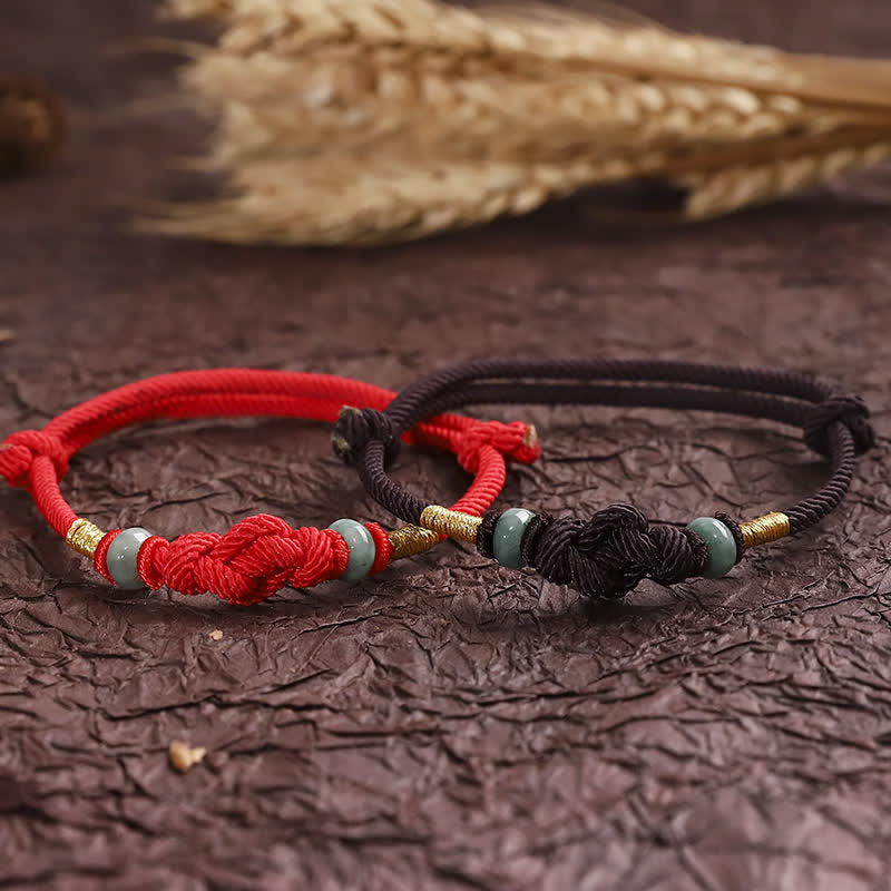 Nimara Ritual Red String Jade Luck Fortune Knot Braided String Bracelet