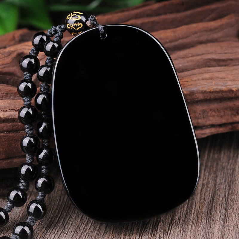 Nimara Ritual Black Obsidian Stone Dragon Fulfilment Pendant Necklace