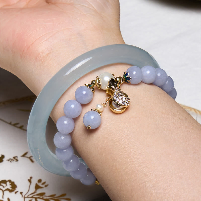 Nimara Ritual Inner Peace And Stress Relief Aquamarine Jade Blue Bracelet Bangle Bundle