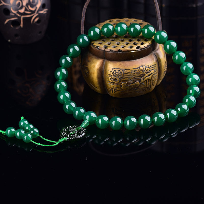 Nimara Ritual Natural Green Agate Wrist Mala Manifestation Pocket Mala Car Decoration