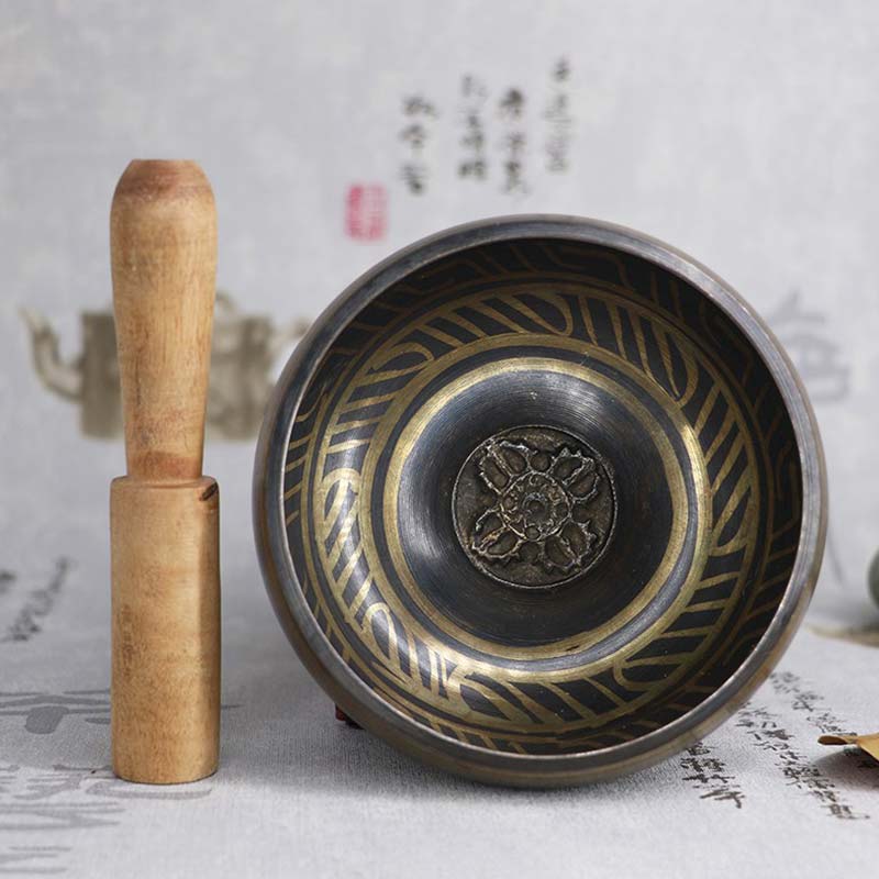 Nimara Ritual Tibetan Meditation Bowl for Healing and Mindfulness Om Mani Padme Hum Singing Bowl