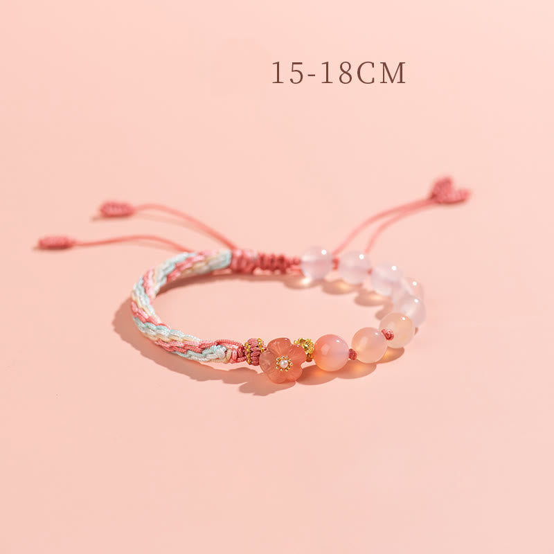 Nimara Ritual Natural Gradient Agate Reincarnation Knot Peach Blossom Wealth Luck Handmade String Bracelet