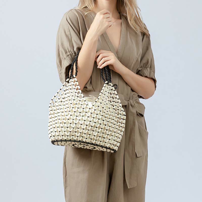 Nimara Ritual Hand-woven Wooden Beads Shoulder Bag Handbags