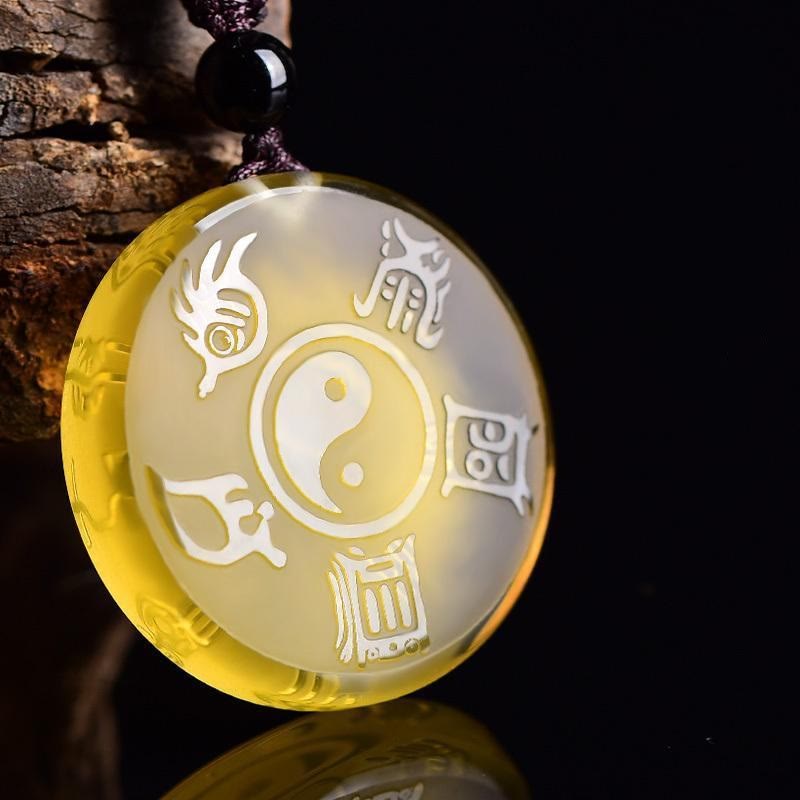 Feng Shui Liuli Yin Yang Protection Balance Pendant Necklace