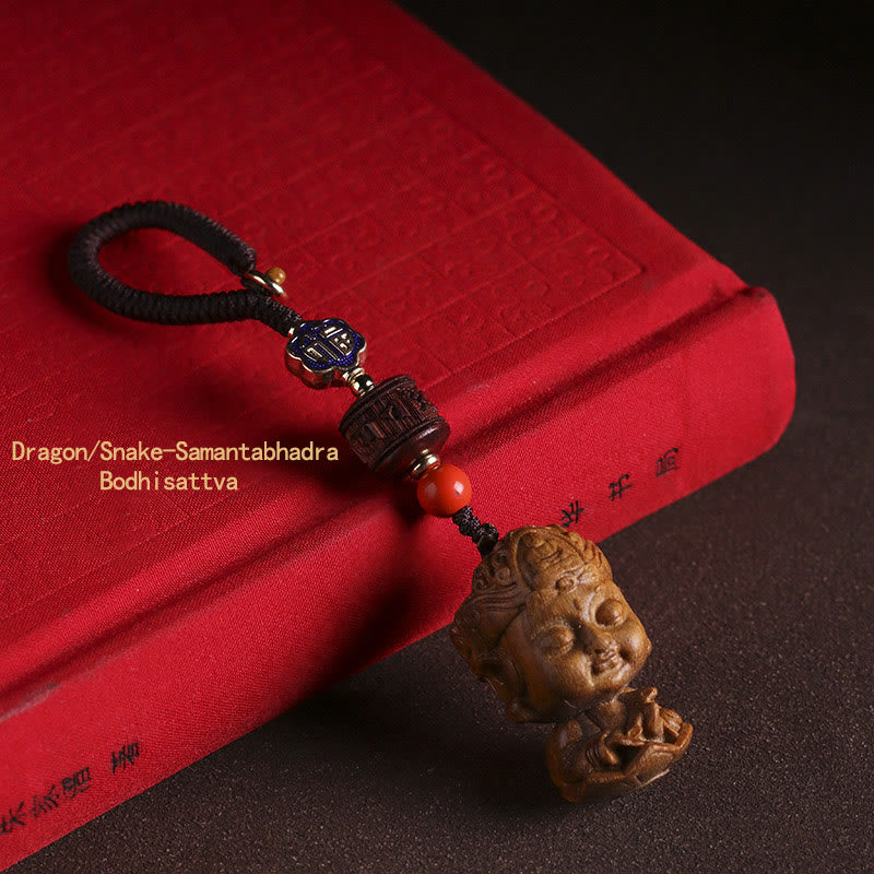 Nimara Ritual Chinese Zodiac Natal Buddha Green Sandalwood Om Mani Padme Hum Peace Key Chain