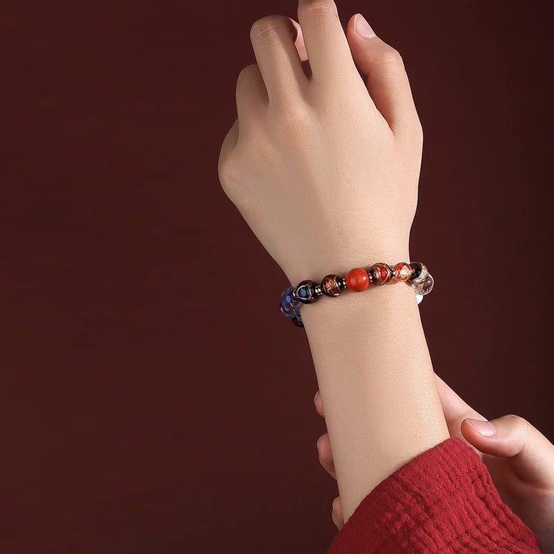 Nimara Ritual Tibetan Colorful Incense Ash Liuli Glass Bead Om Mani Padme Hum Dorje Vajra 18 Beads Wrist Mala