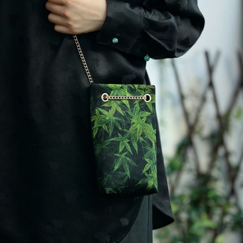 Nimara Ritual Small Maple Leaf Persimmon Metal Chain Crossbody Bag Shoulder Bag Cellphone Bag