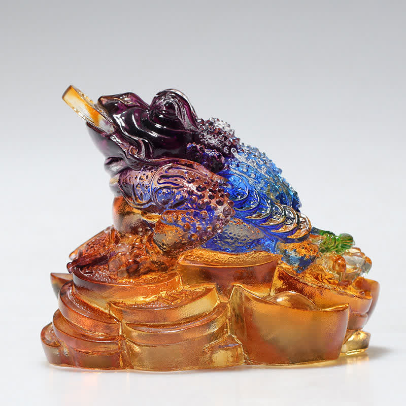 Nimara Ritual Feng Shui Frog Handmade Liuli Crystal Art Piece Wealth Home Office Decoration