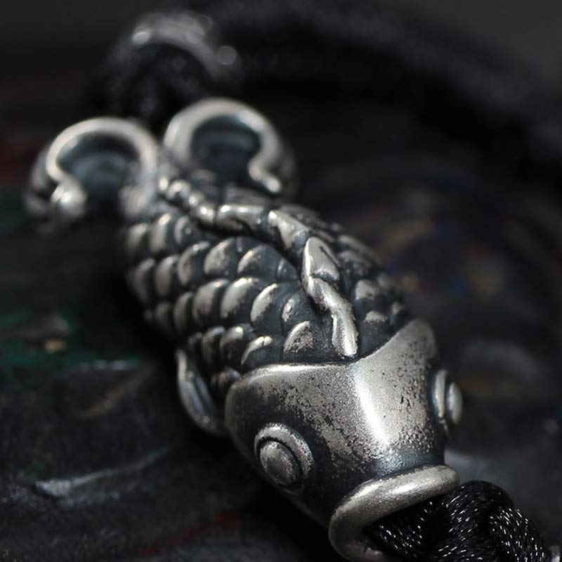 Nimara Ritual Silver Luck Koi Fish Braided String Bracelet