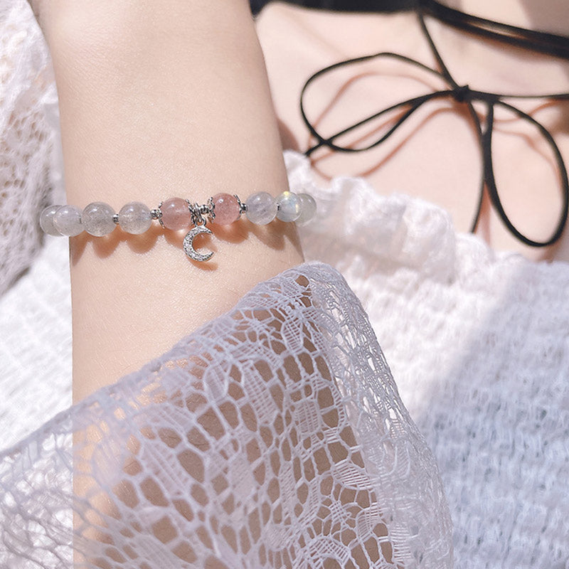 Nimara Ritual Strawberry Quartz Moonstone Luck Moon Charm Bracelet