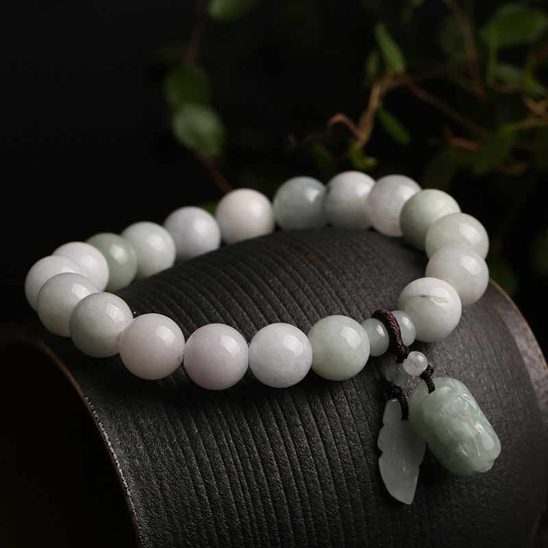Nimara Ritual Natural Jade Pi Xiu Buddha Gourd Apple Success Bracelet