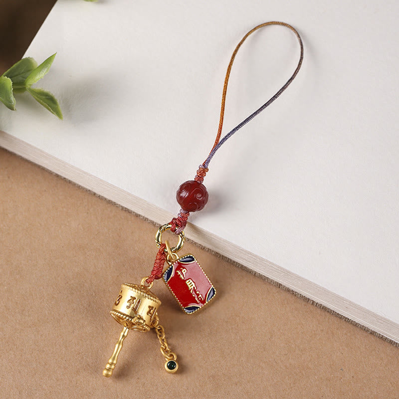 Nimara Ritual Tibetan Om Mani Padme Hum Prayer Wheel Amulet Charm Protection Phone Hanging Decoration