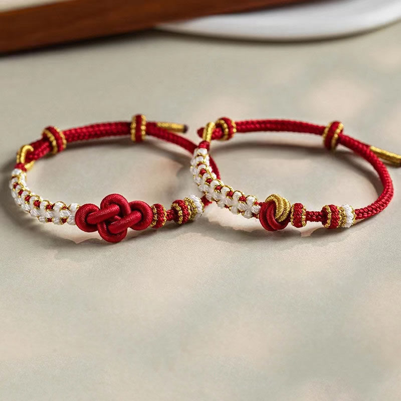 Nimara Ritual Handmade True Love Knot Peach Blossom Charm Luck Rope Bracelet