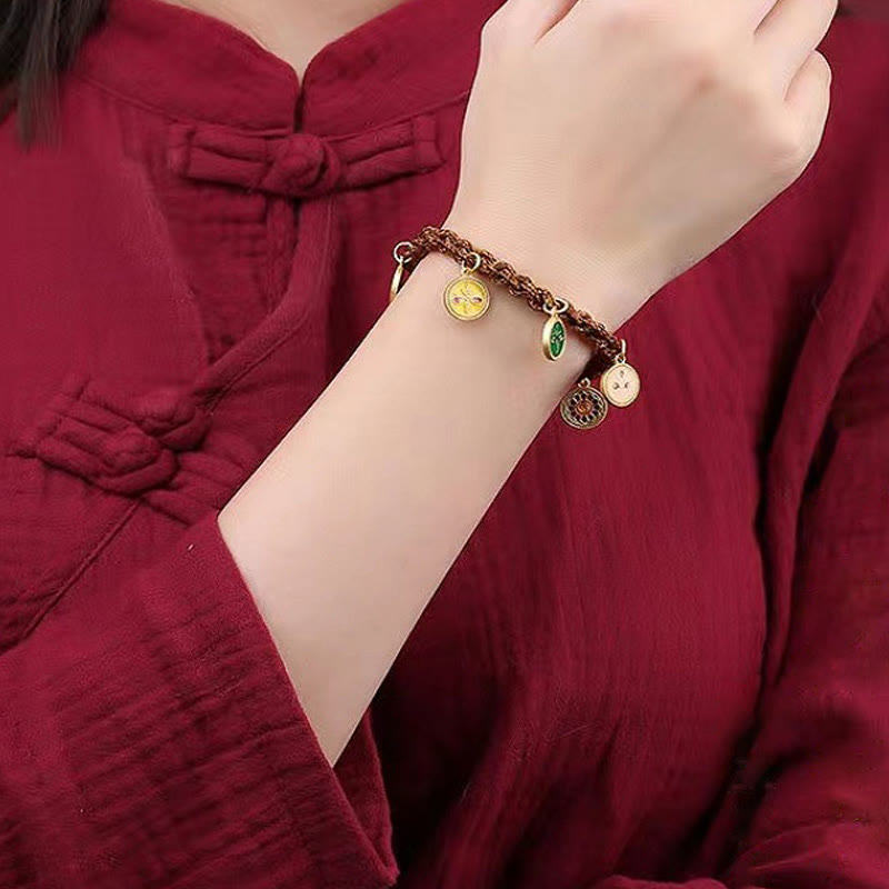 Nimara Ritual Tibetan Five God Of Wealth Thangka Luck Braid String Bracelet