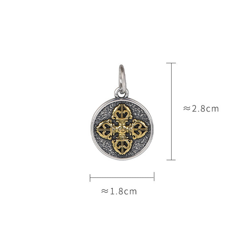 Nimara Ritual 925 Sterling Silver Double Dorje Vajra Blessing Necklace Pendant